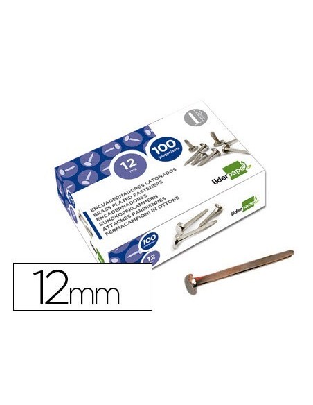 ENCUADERNADORES LIDERPAPEL NIQUELADOS N.0 12 MM CAJA DE 100 UNIDADES