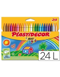LAPICES CERA PLASTIDECOR CAJA DE 24 COLORES SURTIDOS
