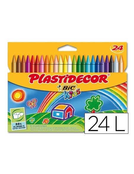 LAPICES CERA PLASTIDECOR CAJA DE 24 COLORES SURTIDOS