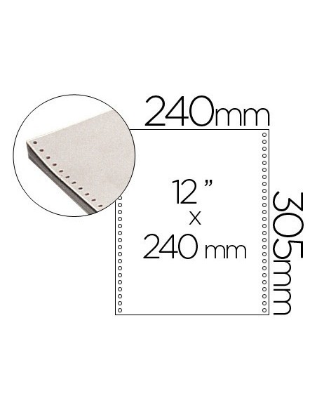 PAPEL CONTINUO 240X12 BLANCO 2 HOJAS CAJA DE 1500 JUEGOS