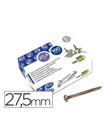 ENCUADERNADORES LIDERPAPEL NIQUELADOS N.6 27,5 MM CAJA DE 100 UNIDADES