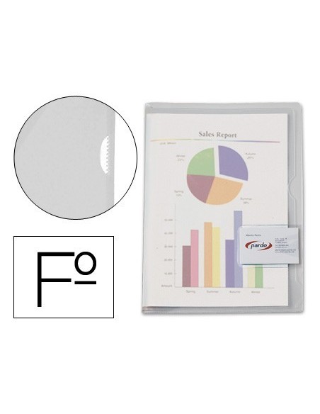 CARPETA DOSSIER UÑERO PLASTICO PARDO FOLIO TRANSPARENTE