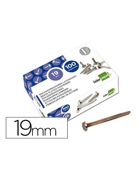 ENCUADERNADORES LIDERPAPEL NIQUELADOS N.3 19 MM CAJA DE 100 UNIDADES