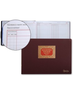 LIBRO MIQUELRIUS N.76 FOLIO APAISADO 100 HOJAS REGISTRO DE SOCIOS PARA S.R.L