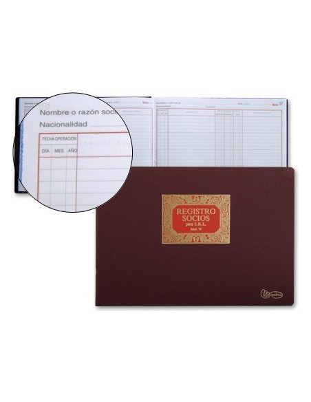 LIBRO MIQUELRIUS N.76 FOLIO APAISADO 100 HOJAS REGISTRO DE SOCIOS PARA S.R.L