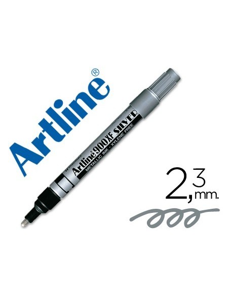 ROTULADOR ARTLINE MARCADOR PERMANENTE TINTA METALICA EK-900 PLATA PUNTA REDONDA 2.3 MM