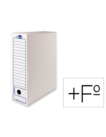 CAJA ARCHIVO DEFINITIVO LIDERPAPEL ECOUSE CARTON 100% RECICLADO FOLIO PROLONGADO 388X275X116MM 325G/M2