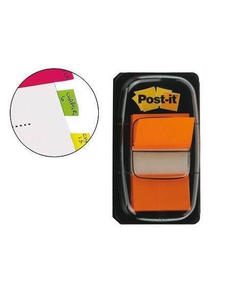 BANDERITAS SEPARADORAS 680-4 NARANJA DISPENSADOR DE 50 UNIDADES