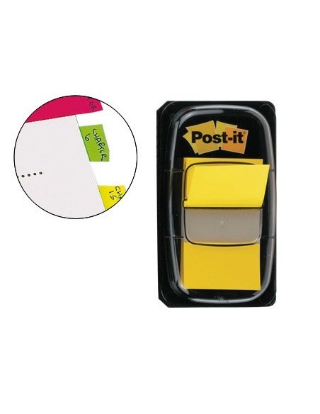 BANDERITAS SEPARADORAS 680-5 AMARILLA DISPENSADOR DE 50 UNIDADES