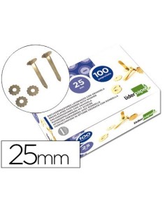 ENCUADERNADORES LIDERPAPEL LATONADOS CON ARANDELA 25 MM CAJA DE 100 UNIDADES