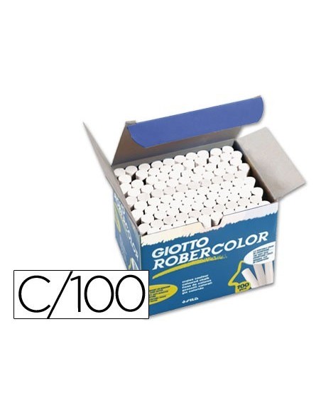 TIZA BLANCA ANTIPOLVO ROBERCOLOR CAJA DE 100 UNIDADES