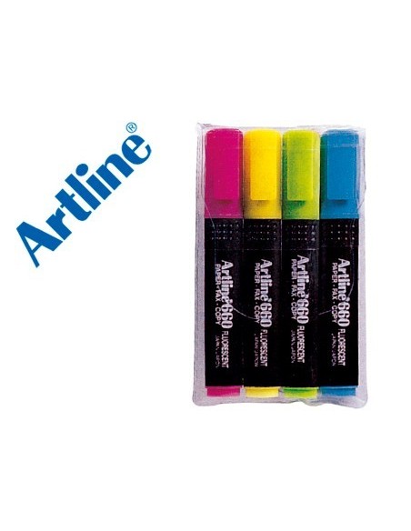 ROTULADOR ARTLINE FLUORESCENTE EK-660 PUNTA BISELADA BOLSA DE 4 UNIDADES COLORES SURTIDOS