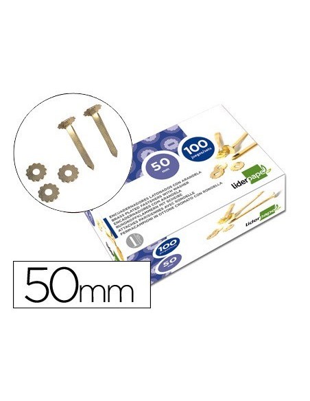 ENCUADERNADORES LIDERPAPEL LATONADOS CON ARANDELA 50 MM CAJA DE 100 UNIDADES