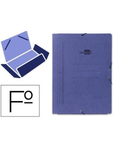 CARPETA LIDERPAPEL GOMAS FOLIO 3 SOLAPAS CARTON PINTADO AZUL