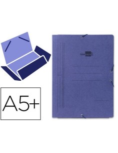 CARPETA LIDERPAPEL GOMAS CUARTO 3 SOLAPAS CARTON PINTADO AZUL
