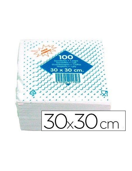 SERVILLETA ALGODON 30X30 CM 1 CAPA PAQUETE DE 100 UNIDADES