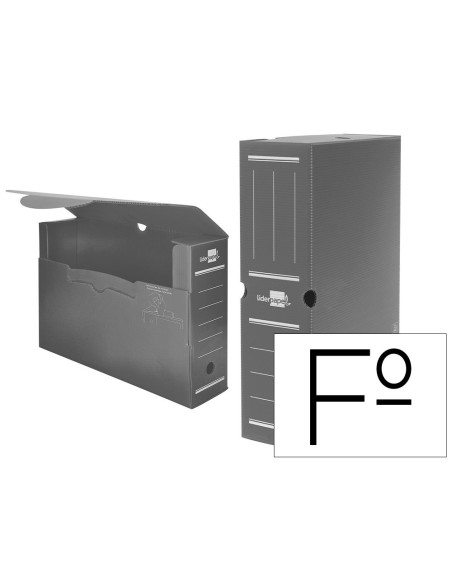 CAJA ARCHIVO DEFINITIVO PLASTICO LIDERPAPEL GRIS 360X260X100 MM