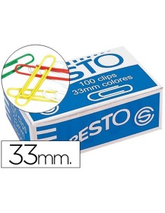 CLIPS COLORES PRESTO CAJA DE 100 UNIDADES COLORES SURTIDOS