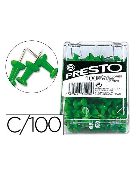SEÑALIZADOR DE PLANOS PRESTO VERDE CAJA DE 100 UNIDADES