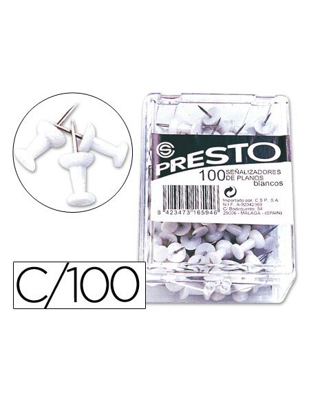 SEÑALIZADOR DE PLANOS PRESTO BLANCO CAJA DE 100 UNIDADES
