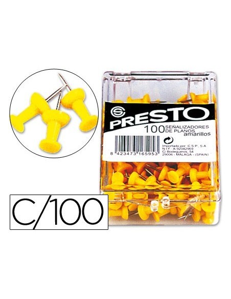 SEÑALIZADOR DE PLANOS PRESTO AMARILLO CAJA DE 100 UNIDADES