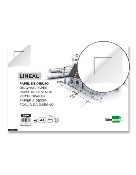 PAPEL DIBUJO LIDERPAPEL 210X297MM 150G/M2 CON CAJETIN