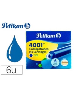 TINTA PARA PLUMAS PELIKAN AZUL REAL CAJA 6 CARTUCHOS