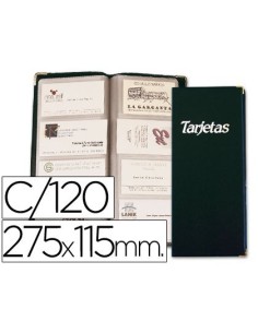 TARJETERO ESSELTE PVC NEGRO CON CANTONERAS DORADAS PARA 120 TARJETAS ESTANDAR Y 30 TARJETAS GRANDES 275X115 MM