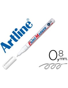 ROTULADOR ARTLINE MARCADOR PERMANENTE EK-444 XF BLANCO PUNTA REDONDA 0.8 MM METAL CAUCHO Y PLASTICO