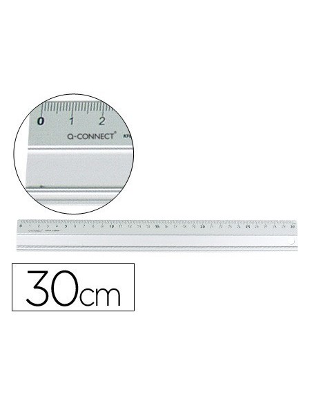 REGLA Q-CONNECT METALICA ALUMINIO 30 CM