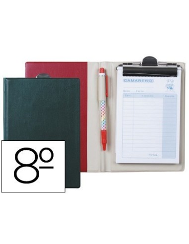CARPETA LIDERPAPEL COMANDAS PLASTICO OCTAVO CON TALONARIO CAMARERO Y BOLIGRAFO