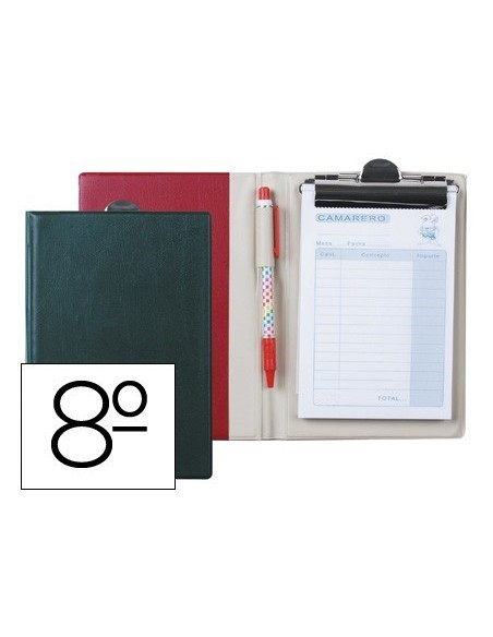 CARPETA LIDERPAPEL COMANDAS PLASTICO OCTAVO CON TALONARIO CAMARERO Y BOLIGRAFO