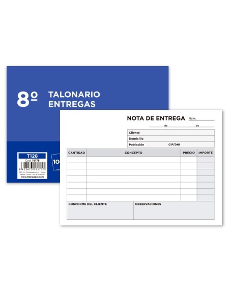 TALONARIO LIDERPAPEL ENTREGAS 8. ORIGINAL T128 APAISADO