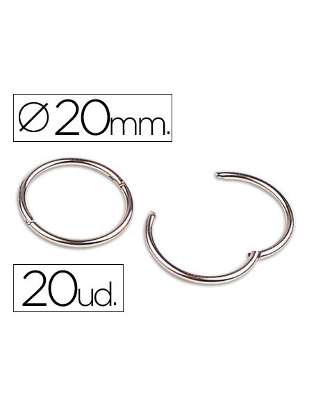 ANILLA BISAGRA LIDERPAPEL NIQUELADA N.1 DIAMETRO 20 MM CAJA DE 20 UNIDADES