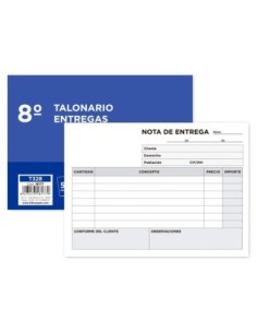 TALONARIO LIDERPAPEL ENTREGAS 8. ORIGINAL Y 2 COPIAS T328 APAISADO