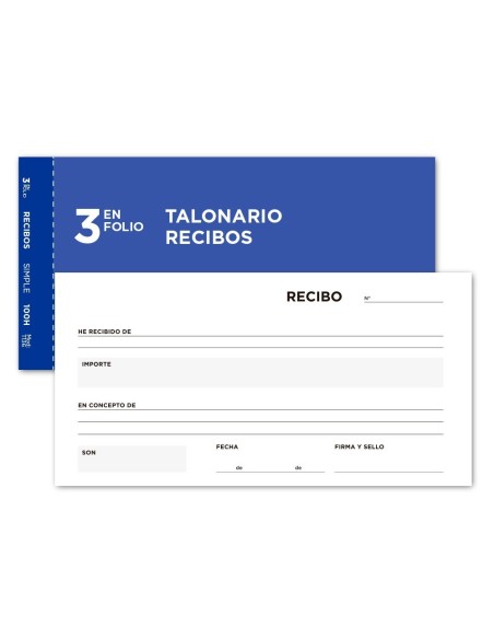 TALONARIO LIDERPAPEL RECIBOS 3/F. ORIGINAL T136 SIN MATRIZ