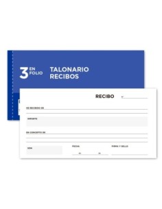 TALONARIO LIDERPAPEL RECIBOS 3/F. APAISADO ORIGINAL Y 2 COPIAS SIN MATRIZ