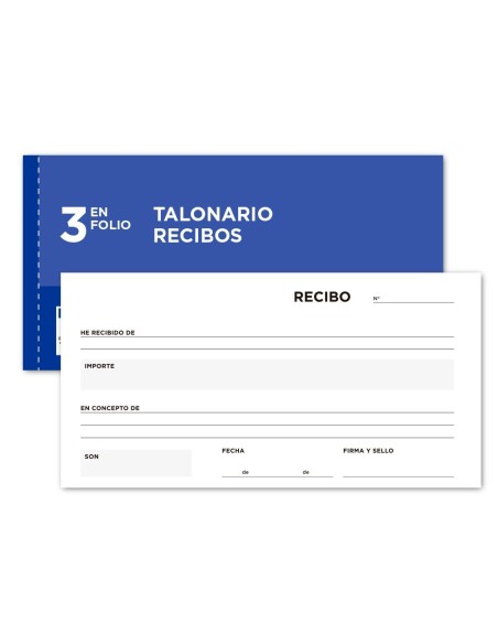 TALONARIO LIDERPAPEL RECIBOS 3/F. APAISADO ORIGINAL Y 2 COPIAS SIN MATRIZ