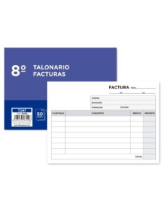 TALONARIO LIDERPAPEL FACTURAS 8. ORIGINAL Y COPIA T247 APAISADO SIN I.V.A