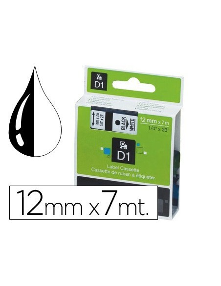 CINTA DYMO 1000 NEGRO-BLANCO 12MM X 7MT D1