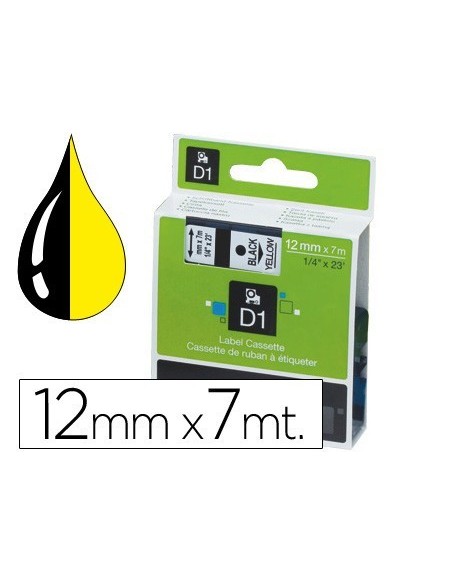 CINTA DYMO 1000 NEGRO-AMARILLO 12MM X 7MT D1