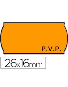 ETIQUETAS METO ONDULADAS 26 X 16 MM PVP ADH 2 FLUOR NARANJA ROLLO 1200 ETIQUETAS