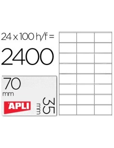 ETIQUETA ADHESIVA APLI 1272 TAMAÑO 70X35 MM FOTOCOPIAODRA LASER INK-JET CAJA CON 100 HOJAS DIN A4