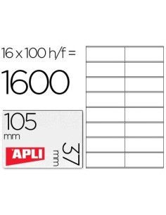 ETIQUETA ADHESIVA APLI 1274 TAMAÑO 105X37 MM FOTOCOPIADORA LASER INK-JET CAJA CON 100 HOJAS DIN A4