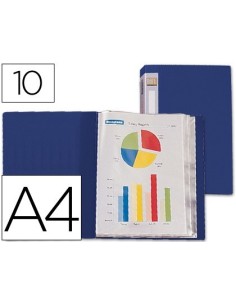 CARPETA LIDERPAPEL PERSONALIZA 31702 10 FUNDAS POLIPROPILENO DIN A4 AZUL LOMO PERSONALIZABLE