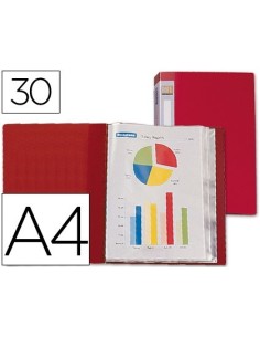 CARPETA LIDERPAPEL PERSONALIZA 37020 30 FUNDAS POLIPROPILENO DIN A4 ROJA LOMO PERSONALIZABLE