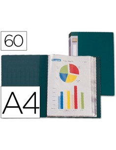 CARPETA LIDERPAPEL PERSONALIZA 31743 60 FUNDAS POLIPROPILENO DIN A4 VERDE -LOMO PERSONALIZABLE