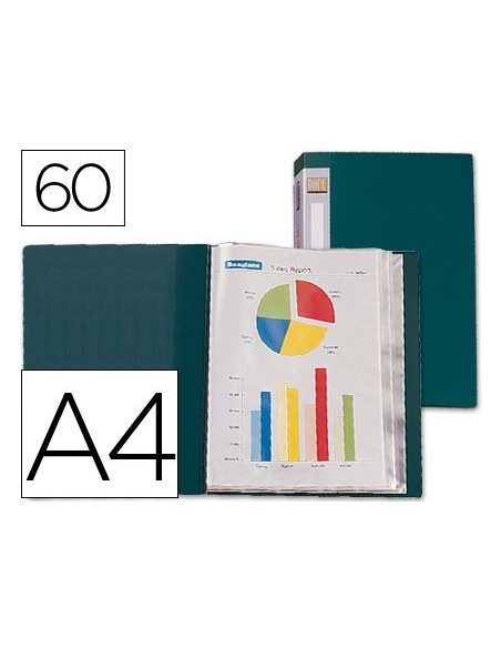 CARPETA LIDERPAPEL PERSONALIZA 31743 60 FUNDAS POLIPROPILENO DIN A4 VERDE -LOMO PERSONALIZABLE