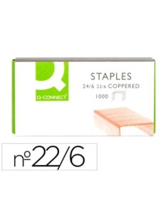 GRAPAS Q-CONNECT N. 22/6 24/6 COBREADAS CAJA DE 1000 UNIDADES