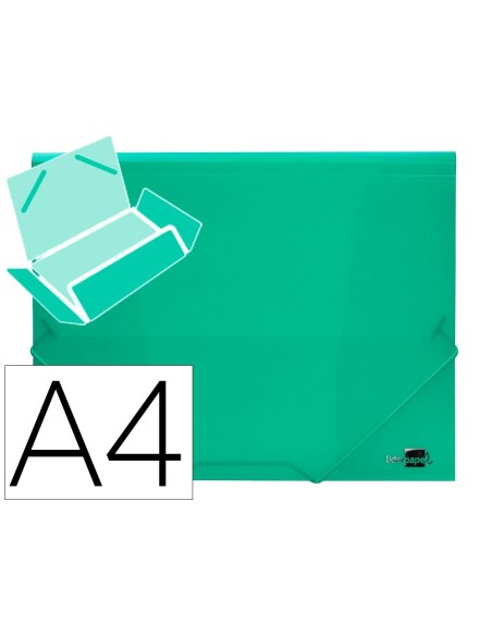 CARPETA LIDERPAPEL GOMAS SOLAPAS 34963 POLIPROPILENO DIN A4 VERDE TRANSLUCIDO